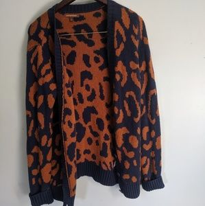 Hive & Honey rust and navy leopard print cardigan
